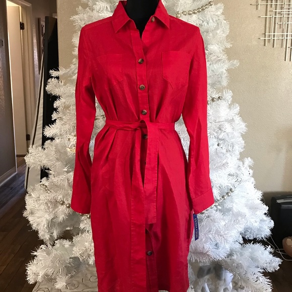 red button up dress